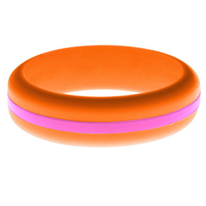 Womens Orange Silicone Ring with Hot Pink Changeable Color Band