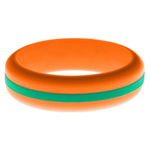 Womens Orange Silicone Ring with Teal Changeable Color Band