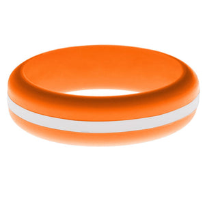 Womens Orange Silicone Ring with White Changeable Color Band