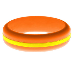 Womens Orange Silicone Ring with Yellow Changeable Color Band