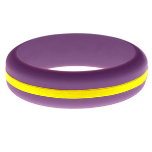 Womens Purple Silicone Ring with Yellow Changeable Color Band