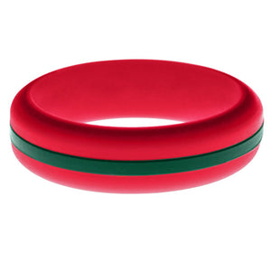 Womens Red Silicone Ring with Dark Green Changeable Color Band