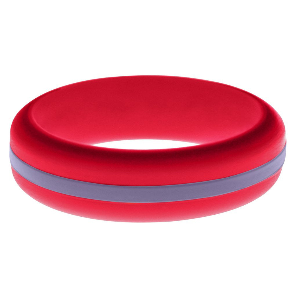 Womens Red Silicone Ring with Medium Purple Changeable Color Band