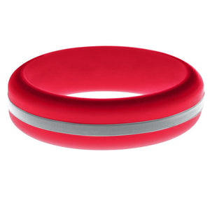 Womens Red Silicone Ring with Silver Changeable Color Band