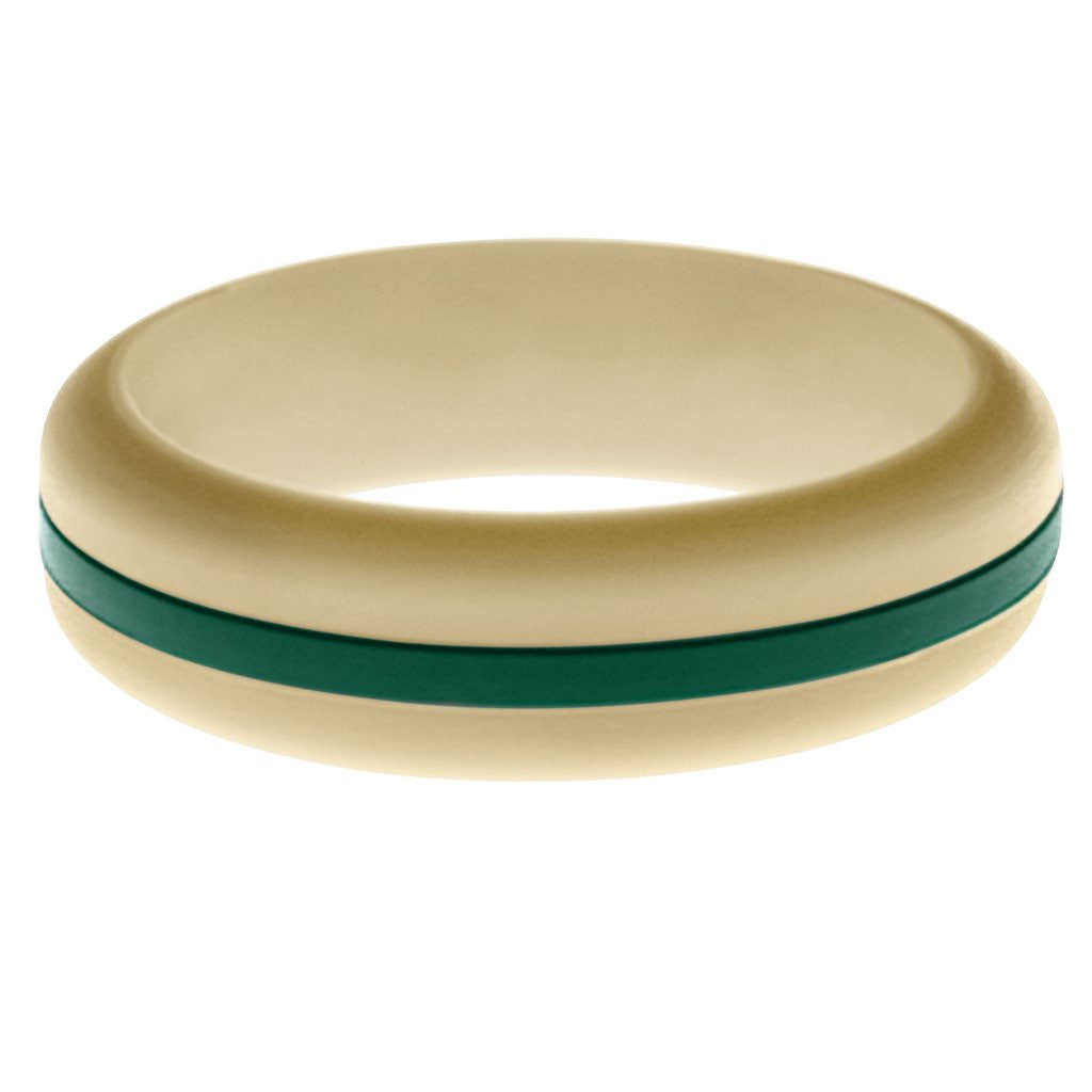 Womens Sand Silicone Ring with Dark Green Changeable Color Band