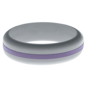 Womens Silver Silicone Ring with Medium Purple Changeable Color Band