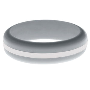 Womens Silver Silicone Ring with White Changeable Color Band