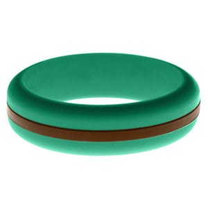 Womens Teal Silicone Ring with Brown Changeable Color Band