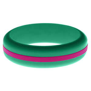 Womens Teal Silicone Ring with Dark Pink Changeable Color Band