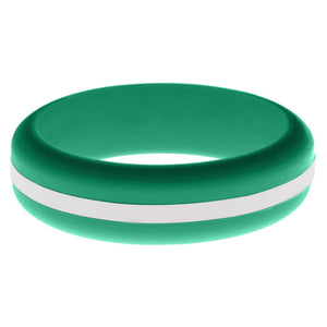 Womens Teal Silicone Ring with White Changeable Color Band