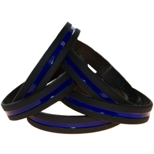 5 Pack Police Black Wristband With Thin Blue Line in the middle