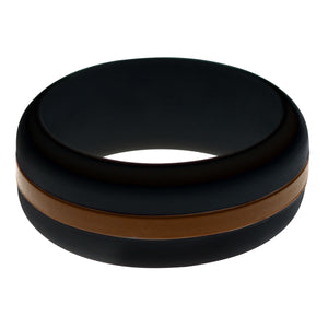Mens Black Silicone Ring with Brown Changeable Color Band