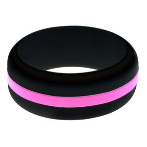 Mens Black Silicone Ring with Hot PinkChangeable Color Band