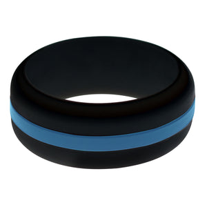 Mens Black Silicone Ring with Steel Blue Changeable Color Band