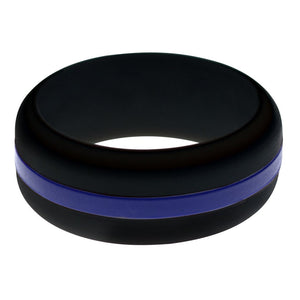 Mens Black Silicone Ring with Blue Changeable Color Band