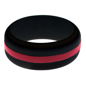 Mens Black Silicone Ring with Cardinal Red Changeable Color Band