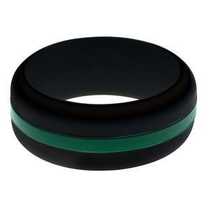 Mens Black Silicone Ring with Dark Green Changeable Color Band