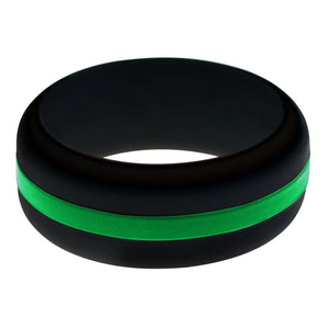 Mens Park Ranger and Border Patrol Black Silicone Ring with Thin Green Line Changeable Color Band
