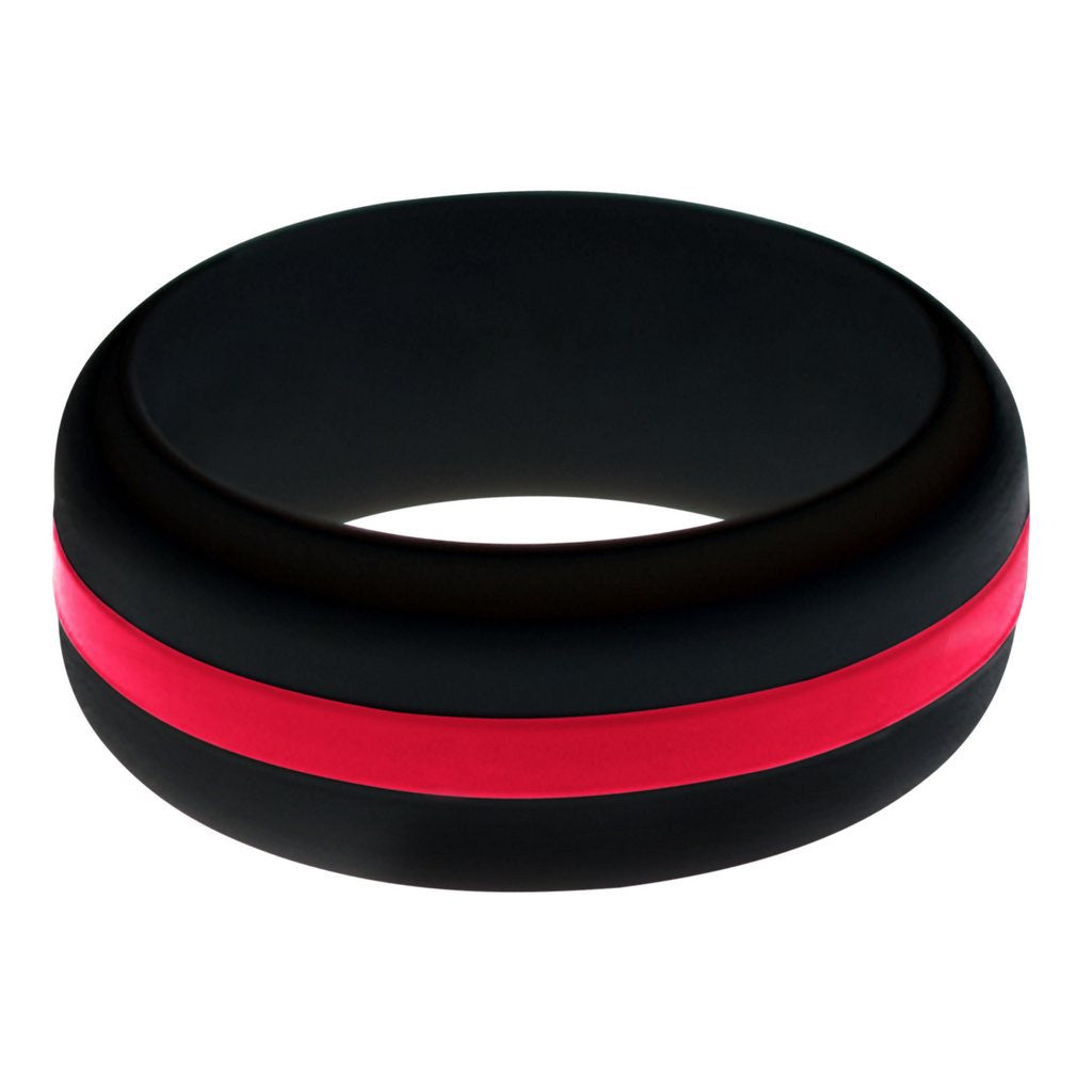 Activewear Ring Band Rings Men's Thin Red Line Silicone Ring - Technical View