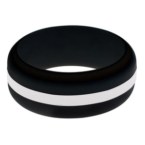 Mens Black Silicone Ring with White Changeable Color Band