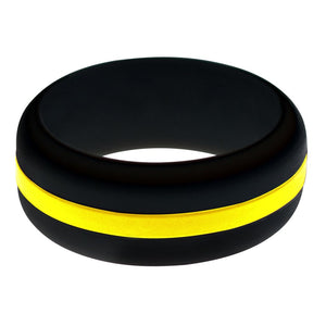 Mens Black Silicone Ring with Yellow Changeable Color Band