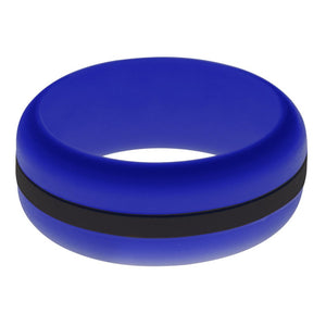 Mens Blue Silicone Ring with Black Changeable Color Band