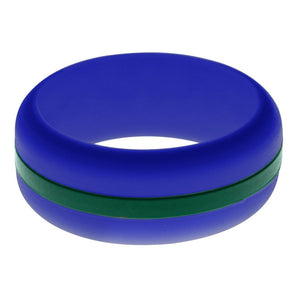 Mens Blue Silicone Ring with Dark Green Changeable Color Band