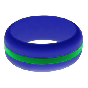 Mens Blue Silicone Ring with Green Changeable Color Band