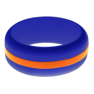 Mens Blue Silicone Ring with Orange Changeable Color Band