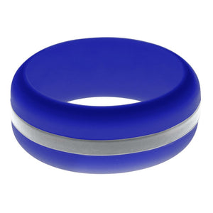 Mens Blue Silicone Ring with Silver Changeable Color Band