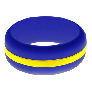 Mens Blue Silicone Ring with Yellow Changeable Color Band