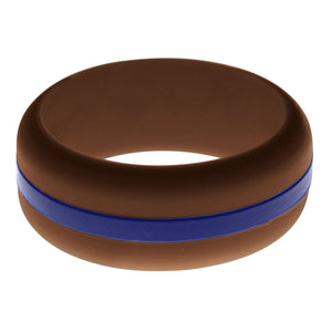 Mens Brown Silicone Ring with Blue Changeable Color Band
