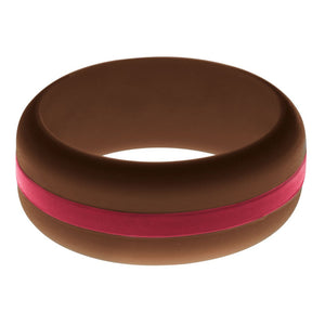 Mens Brown Silicone Ring with Cardinal Red Changeable Color Band