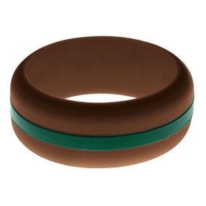 Mens Brown Silicone Ring with Dark Green Changeable Color Band