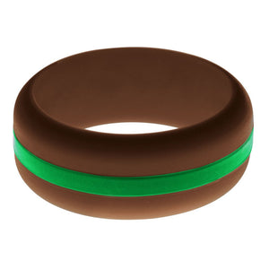 Mens Brown Silicone Ring with Green Changeable Color Band