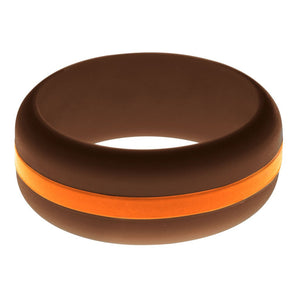 Mens Brown Silicone Ring with Orange Changeable Color Band