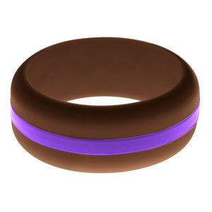 Mens Brown Silicone Ring with Purple Changeable Color Band