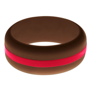 Mens Brown Silicone Ring with Red Changeable Color Band