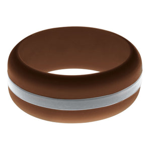 Mens Brown Silicone Ring with Silver Changeable Color Band