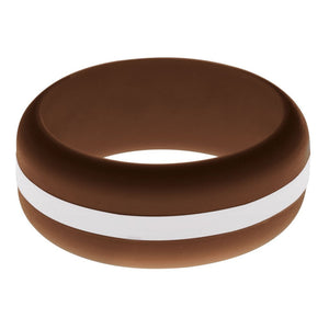 Mens Brown Silicone Ring with White Changeable Color Band