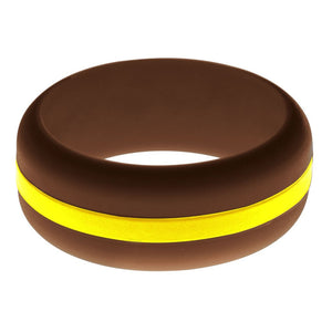 Mens Brown Silicone Ring with Yellow Changeable Color Band