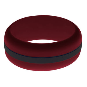 Mens Cardinal Red Silicone Ring with Black Changeable Color Band