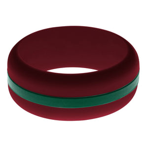 Mens Cardinal Red Silicone Ring with Dark Green Changeable Color Band