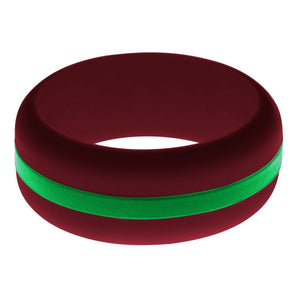 Mens Cardinal Red Silicone Ring with Green Changeable Color Band