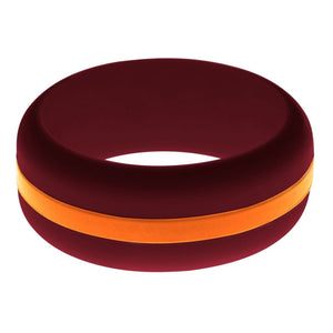 Mens Cardinal Red Silicone Ring with Orange Changeable Color Band