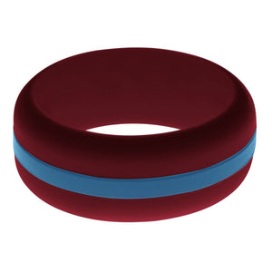 Mens Cardinal Red Silicone Ring with Steel Blue Changeable Color Band