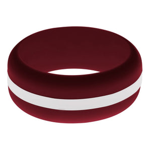 Mens Cardinal Red Silicone Ring with White Changeable Color Band