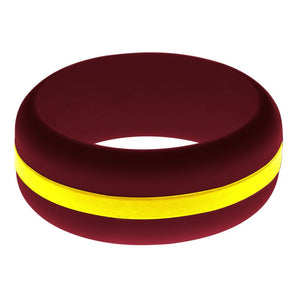 Mens Cardinal Red Silicone Ring with Yellow Changeable Color Band