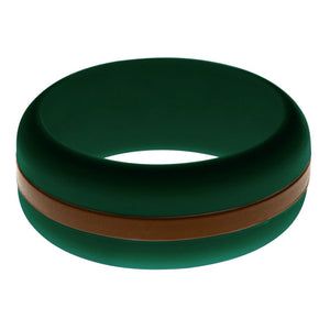 Mens Dark Green Silicone Ring with Brown Changeable Color Band