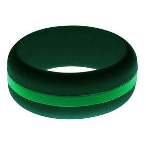 Mens Dark Green Silicone Ring with Green Changeable Color Band